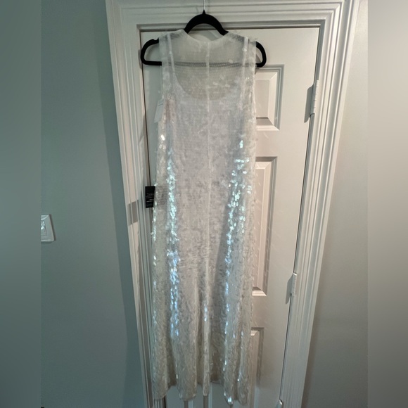 Norma Kamali Paillette Embellished Tulle Maxi Dress - White Sequined - Picture 2 of 7